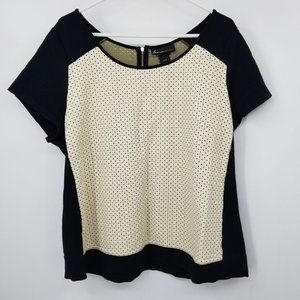 Lane Bryant Black and White Faux Leather Perforated Blouse Shirt Size 18/20